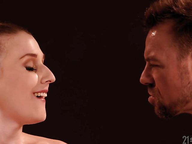 Oil anal in the candlelight with flat chested Chrystall