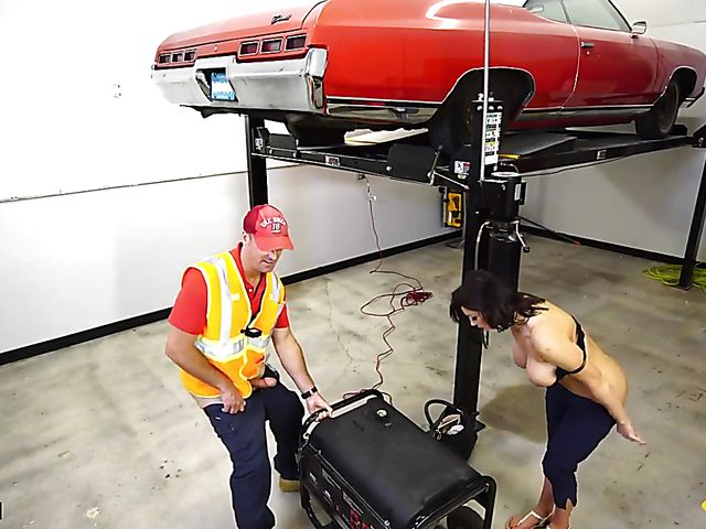 Becky Bandini - Car mechanic fucks big tits MILF POV