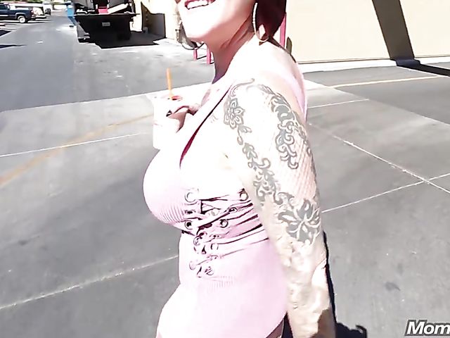 Alternative huge tit MILF flashing and fucking