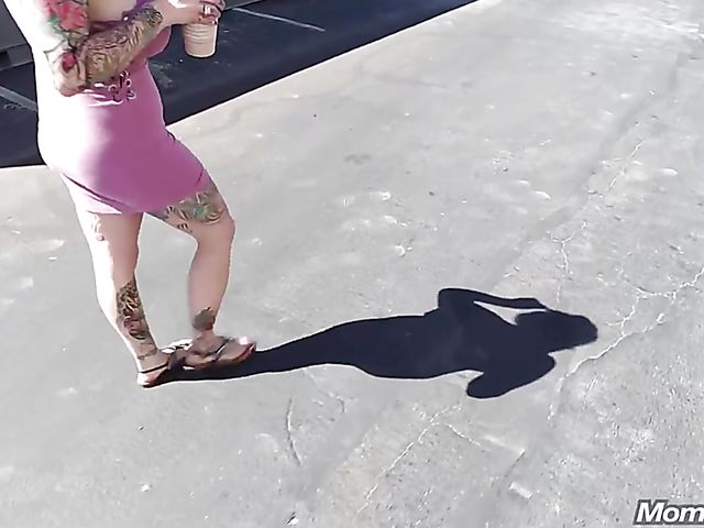 Alternative huge tit MILF flashing and fucking