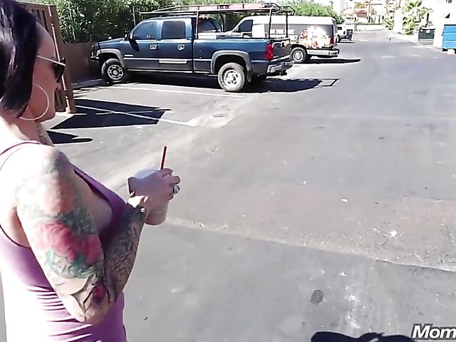 Alternative huge tit MILF flashing and fucking