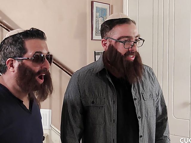 Rabbi Steve Holmes fucks big tits MILF Britney Amber as 2 men watch