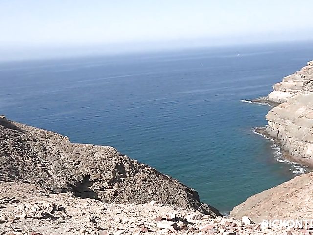 Busty outdoor babe Chloe Lamour fucking on the top of the rock