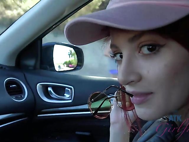 Redhead girlfriend Lola Fae shows it all in the car