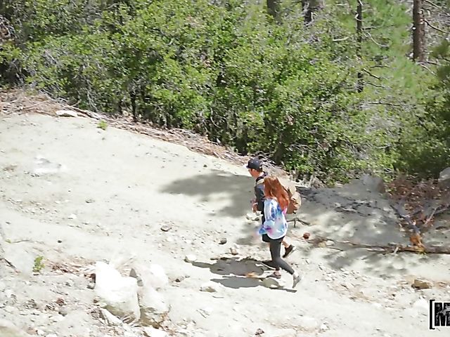 Outdoor sex in the mountains with big tit redhead Pepper Hart 