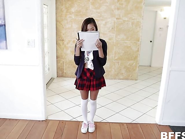 One cock for schoolgirl Kenzie Reeves and two asian teens Alexis Tae and Vina Sky