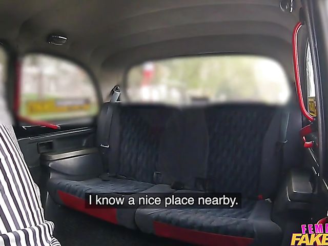 Nathaly Cherie's oiled tits fucked in her taxi