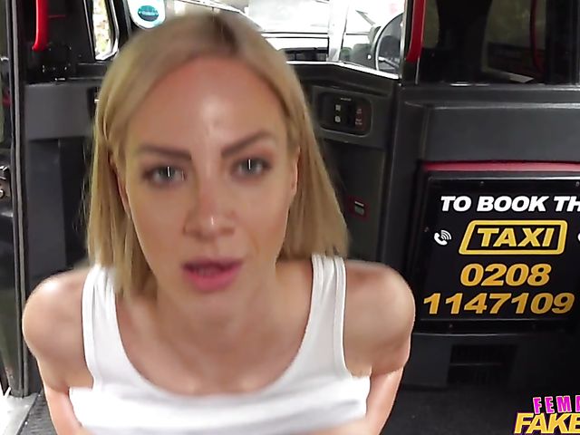 Nathaly Cherie's oiled tits fucked in her taxi