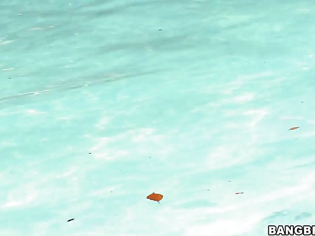 Sexy MILF Jodi West shows off her jugs in the pool and gets nailed