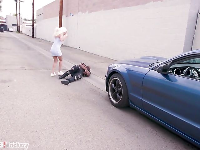 Petite interracial babe Elsa Jean tries a black one