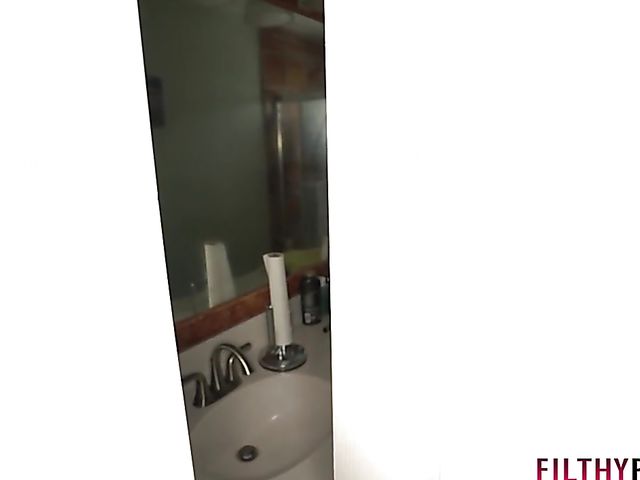 Bathroom POV with busty woman Reagan Foxx
