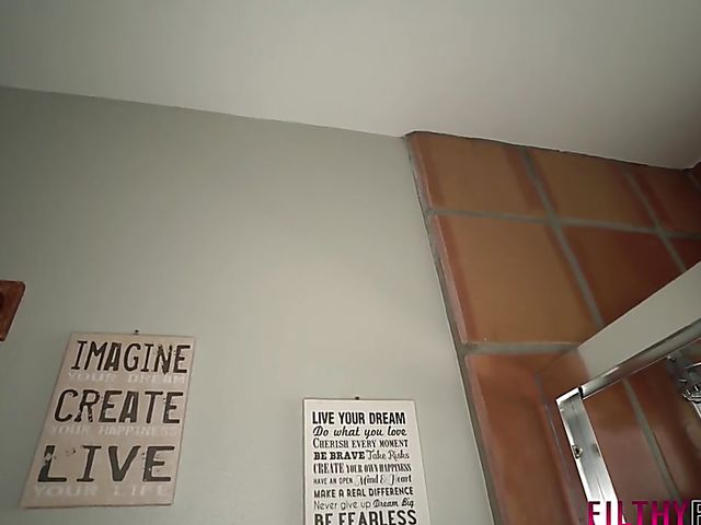 Bathroom POV with busty woman Reagan Foxx