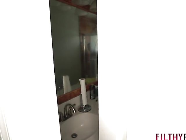 Bathroom POV with busty woman Reagan Foxx