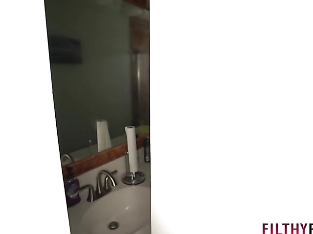 Bathroom POV with busty woman Reagan Foxx