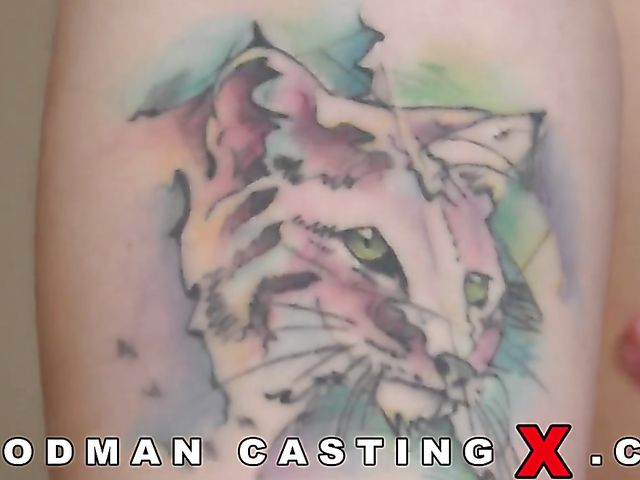 Very pretty blonde Mazzy Grace posing nude and blowing Woodman