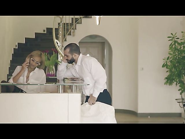 Blonde glasses girl with lovely tits Veronica Leal gets some cock