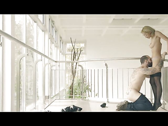 Blonde glasses girl with lovely tits Veronica Leal gets some cock