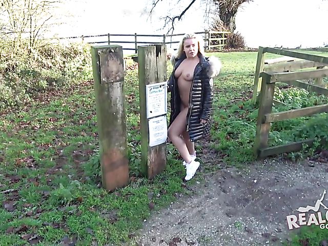 Public nudity in the countryside with British blonde Emma