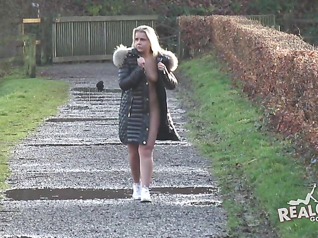 Public nudity in the countryside with British blonde Emma
