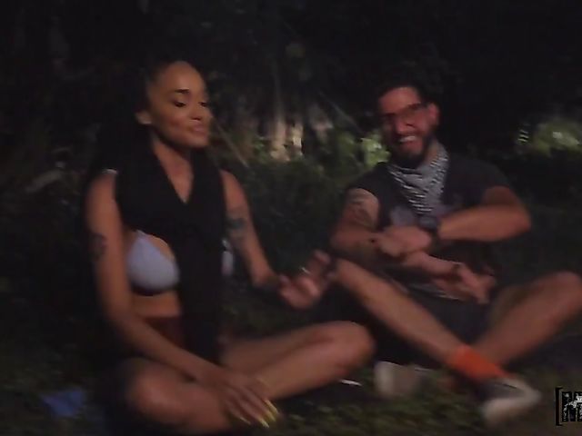 Interracial FFM trio in a tent with Julie Kay and Sloan Harper