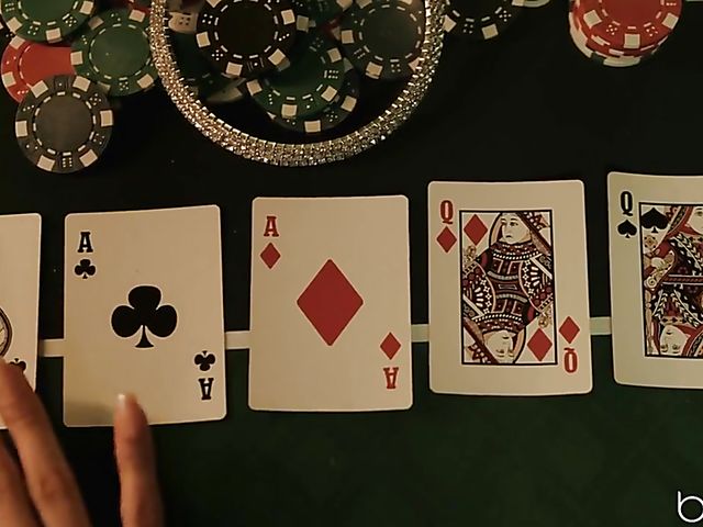 Beautiful lesbians Molly Stewart and Alexis Tae play strip poker