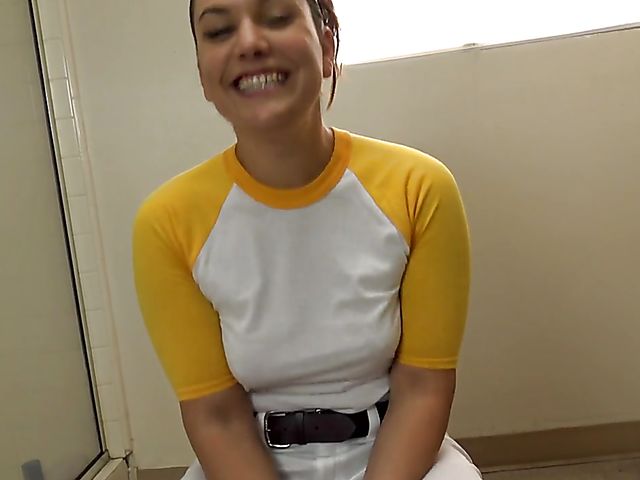 Softball player Shyla gives POV blowjob with her uniform on
