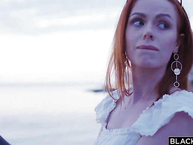 Interracial redhead Ella Hughes having outdoor fun