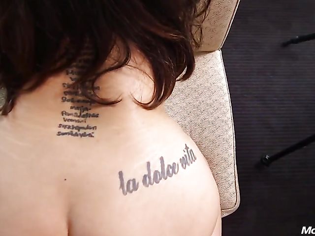 This inked huge tits mom has a cock addiction