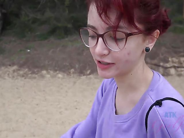 Piss on cock and outdoor anal on a rock with Lola Fae