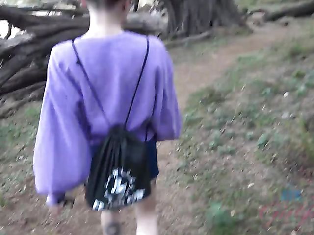 Piss on cock and outdoor anal on a rock with Lola Fae