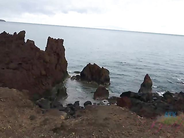 Piss on cock and outdoor anal on a rock with Lola Fae