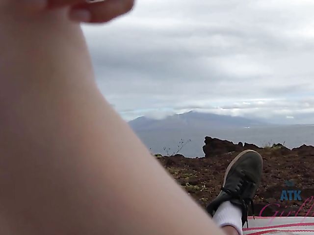 Piss on cock and outdoor anal on a rock with Lola Fae