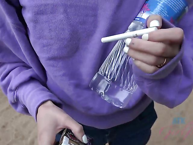 Piss on cock and outdoor anal on a rock with Lola Fae