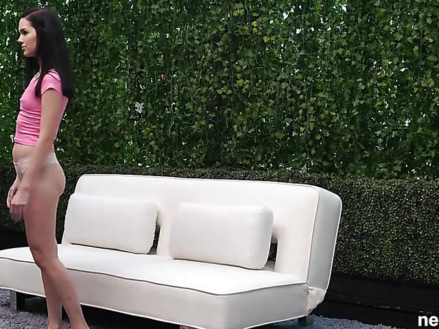 Teen casting with dark-haired sweet babe Loren