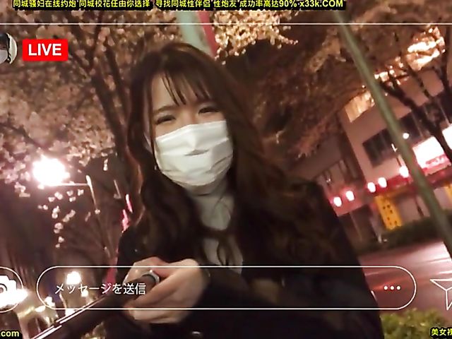 Face mask and jizz on her flawless japanese boobs