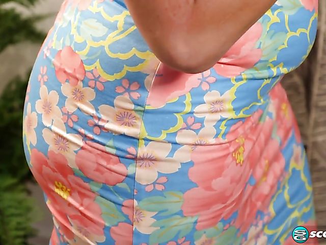 Busty Shelby Gibson flaunts her mature fake tits and masturbates