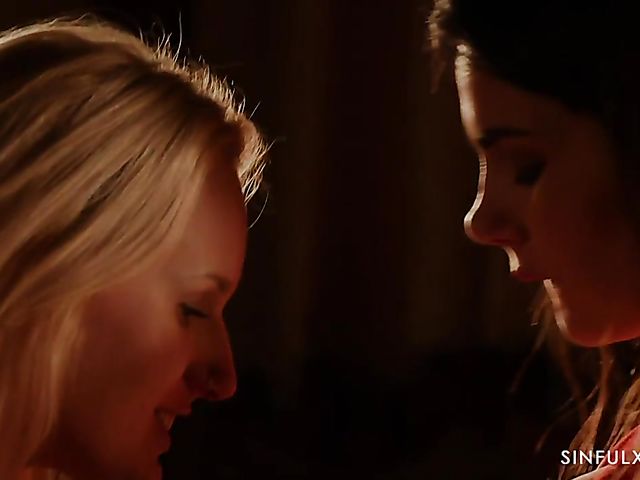 Erotic threesome in the dark with chesty Valentina Nappi and Angel Wicky