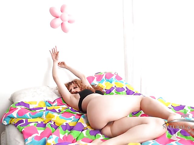 ATK natural hairy Leona fingering her beaver