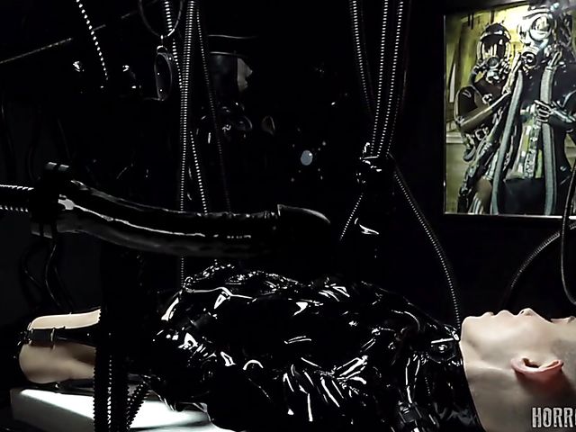 Latex anal with a helpless slavegirl getting banged by the monster