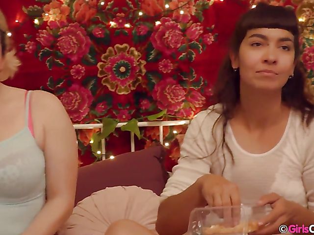 Lesbian girls out west Allegra and Ivory Mae throw a party