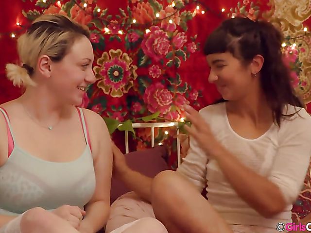 Lesbian girls out west Allegra and Ivory Mae throw a party