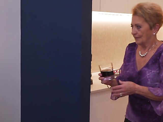 Hardcore dinner with short hair granny Marina T