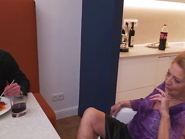 Hardcore dinner with short hair granny Marina T