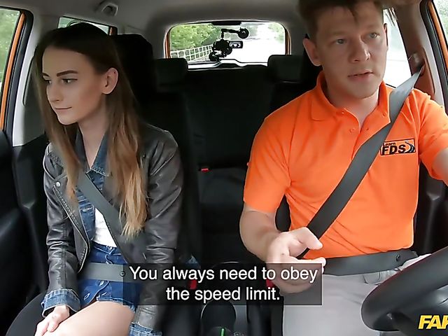 Driving lesson and car sex with cute Adele Unicorn