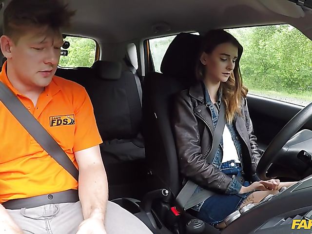 Driving lesson and car sex with cute Adele Unicorn