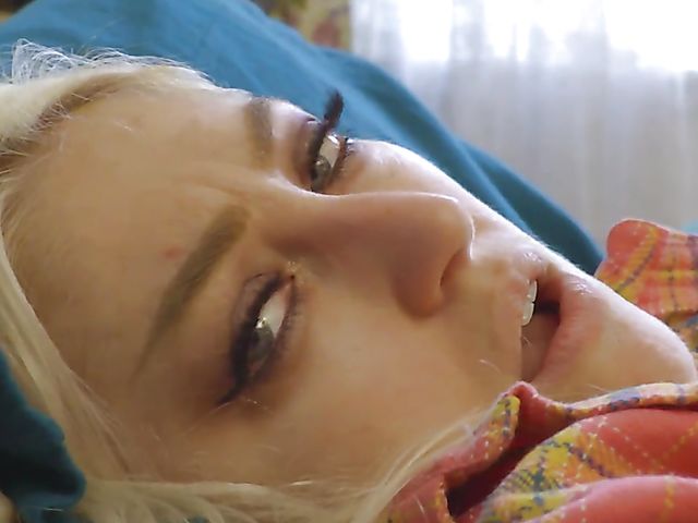 Hairy blonde fingering her beaver and using her butt plug 