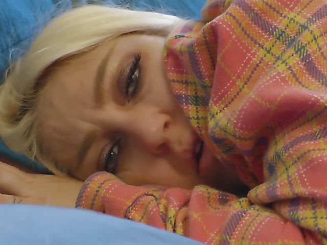 Hairy blonde fingering her beaver and using her butt plug 