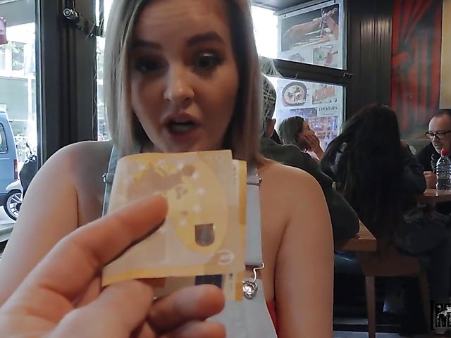 Toilet blowjob and cafe fuck with busty natural Candy Alexa