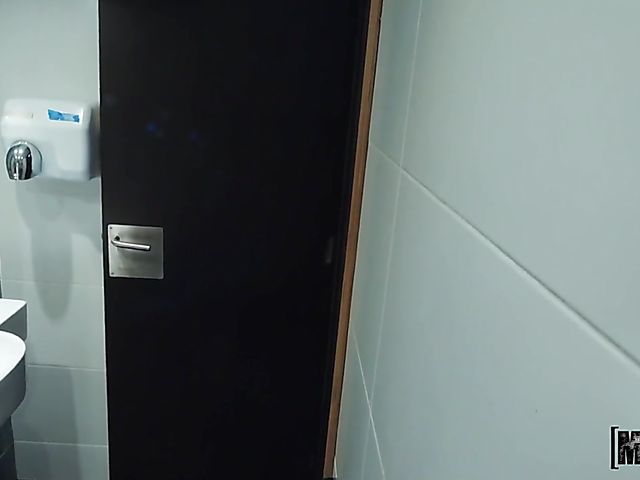 Toilet blowjob and cafe fuck with busty natural Candy Alexa