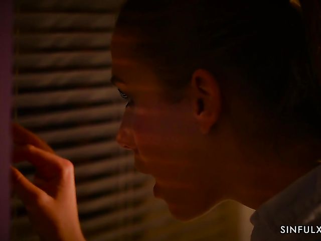 Lesbian erotic scene with office girls Katy Rose and Alexis Crystal